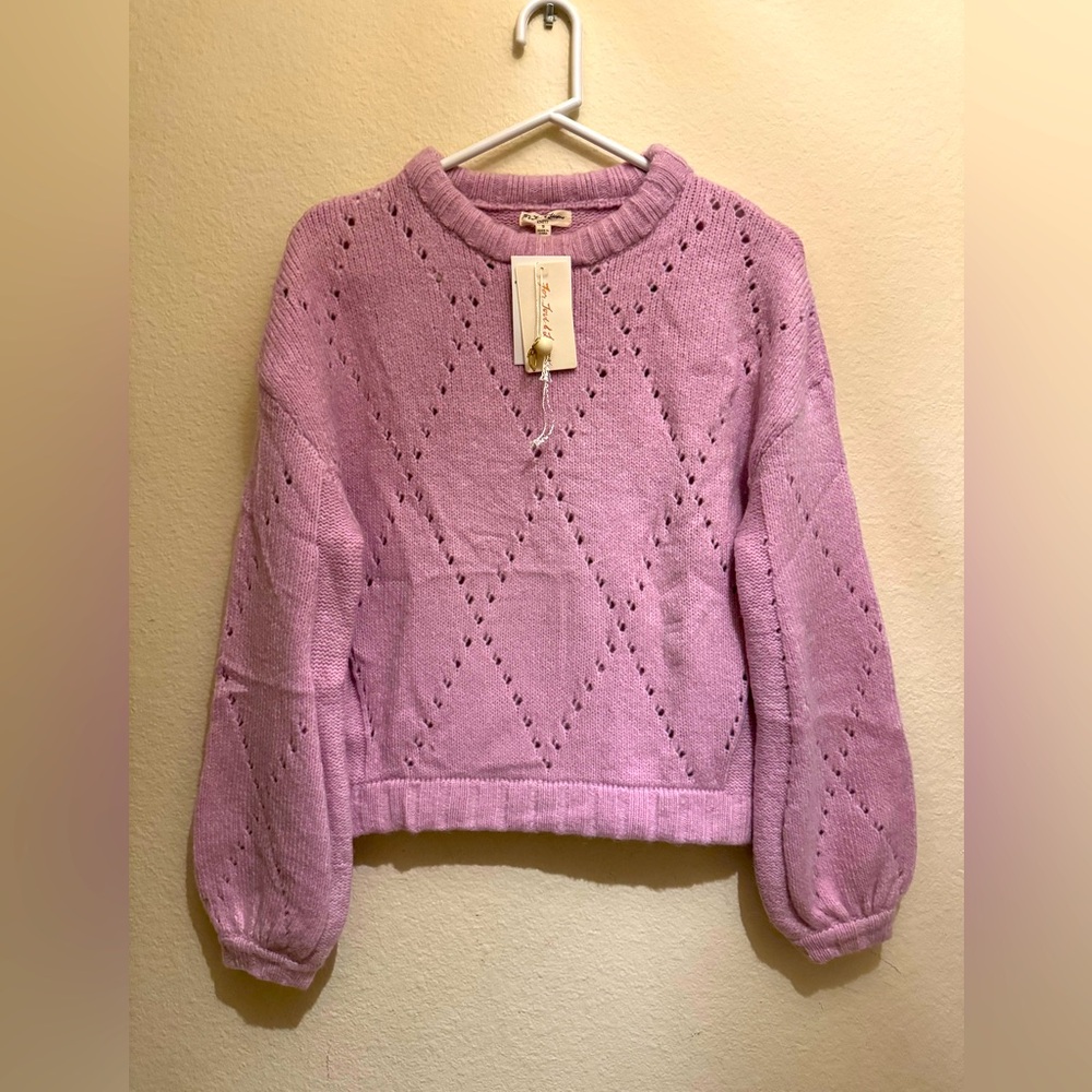 For Love and Lemons Mia Pointelle Sweater Small NEW WITH TAGS.